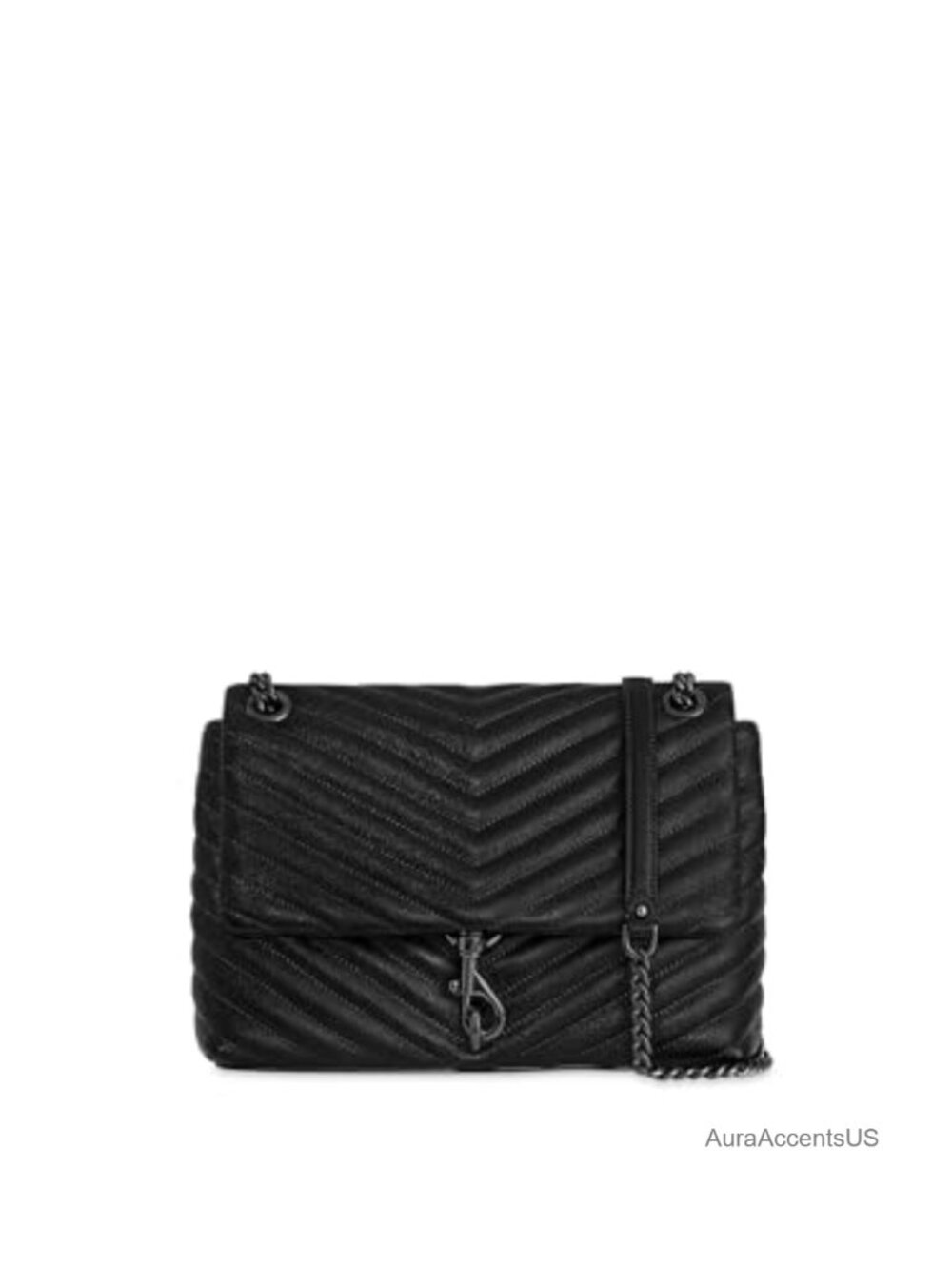 Genuine Leather Flap Shoulder Bag with Chain Strap